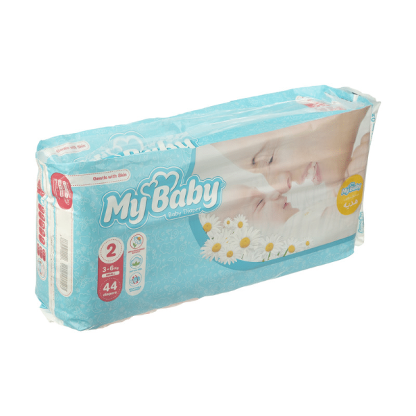 پوشک مای بیبی آبی سری مهربان با پوست سایز 2 بسته 44 عددی
