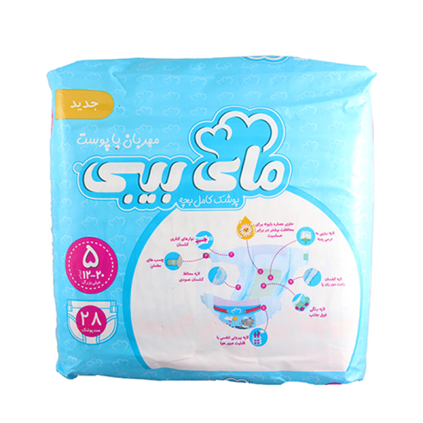 خرید و قیمت پوشک مای بیبی چسبی آبی سایز 5 بسته 28 عددی