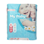 خرید و قیمت پوشک مای بیبی آبی سری مهربان با پوست سایز 6 بسته 24 عددی